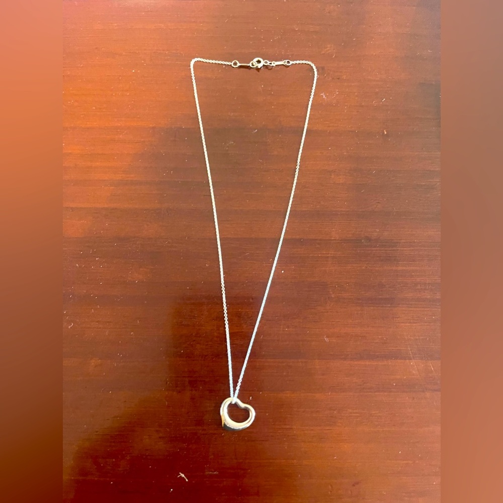 Authentic Tiffany Elsa Peretti Open Heart Silver Necklace